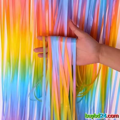 Rainbow Gradient Metallic Foil Backdrop Curtain